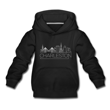 Charleston, South Carolina Youth Hoodie - Skyline Youth Charleston Hooded Sweatshirt - black