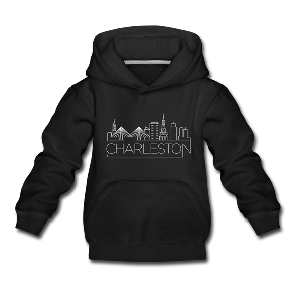 Charleston, South Carolina Youth Hoodie - Skyline Youth Charleston Hooded Sweatshirt - black