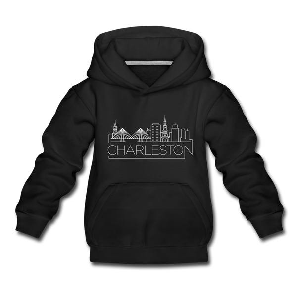 Charleston, South Carolina Youth Hoodie - Skyline Youth Charleston Hooded Sweatshirt - black