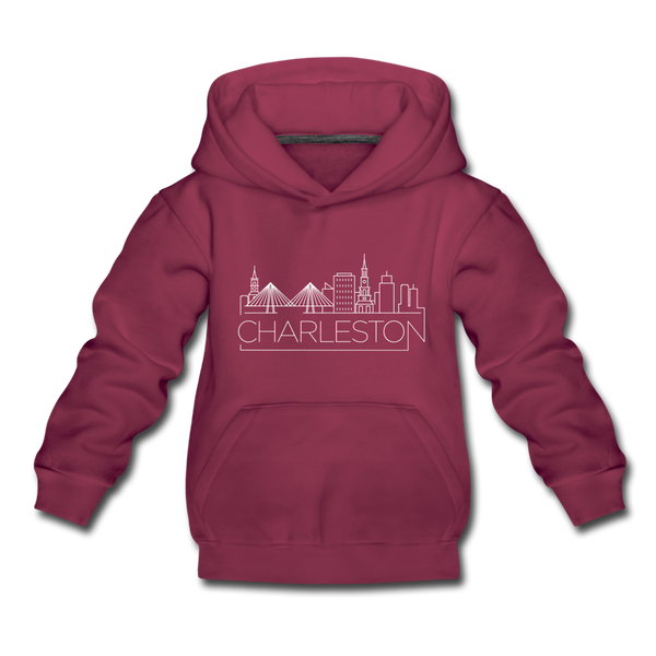 Charleston, South Carolina Youth Hoodie - Skyline Youth Charleston Hooded Sweatshirt - burgundy