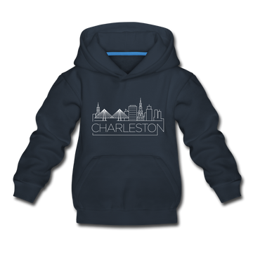 Charleston, South Carolina Youth Hoodie - Skyline Youth Charleston Hooded Sweatshirt - navy