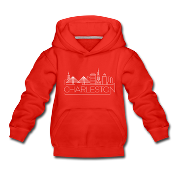 Charleston, South Carolina Youth Hoodie - Skyline Youth Charleston Hooded Sweatshirt - red