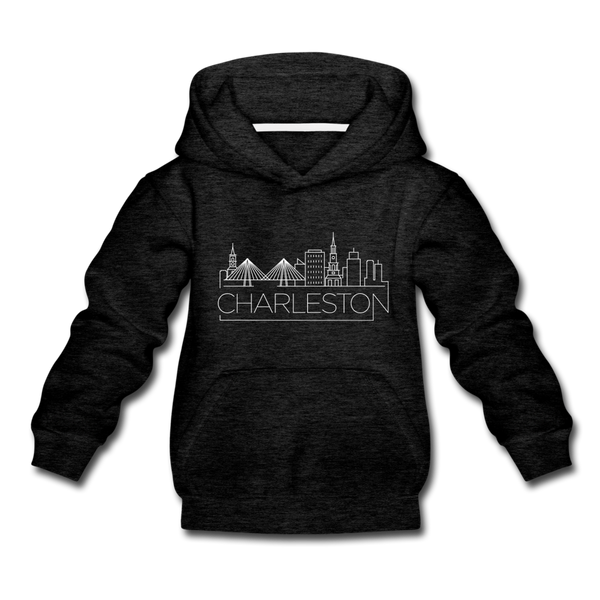Charleston, South Carolina Youth Hoodie - Skyline Youth Charleston Hooded Sweatshirt - charcoal gray
