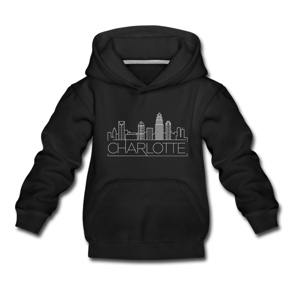 Charlotte, North Carolina Youth Hoodie - Skyline Youth Charlotte Hooded Sweatshirt - black