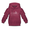 Charlotte, North Carolina Youth Hoodie - Skyline Youth Charlotte Hooded Sweatshirt - burgundy