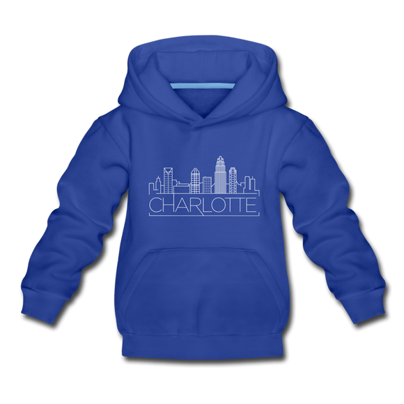 Charlotte, North Carolina Youth Hoodie - Skyline Youth Charlotte Hooded Sweatshirt - royal blue