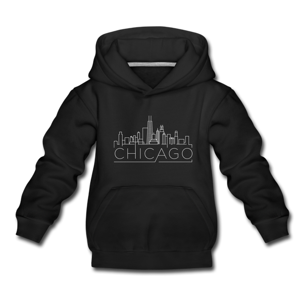 Chicago, Illinois Youth Hoodie - Skyline Youth Chicago Hooded Sweatshirt - black