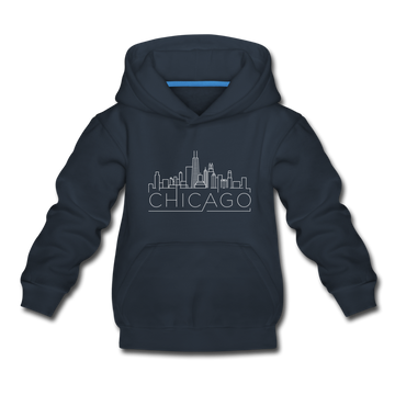 Chicago, Illinois Youth Hoodie - Skyline Youth Chicago Hooded Sweatshirt - navy
