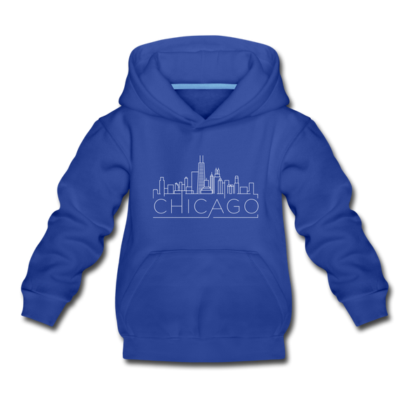 Chicago, Illinois Youth Hoodie - Skyline Youth Chicago Hooded Sweatshirt - royal blue