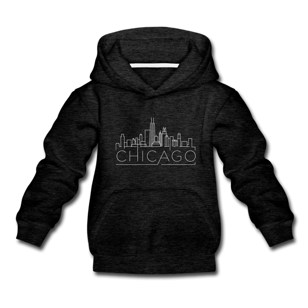 Chicago, Illinois Youth Hoodie - Skyline Youth Chicago Hooded Sweatshirt - charcoal gray