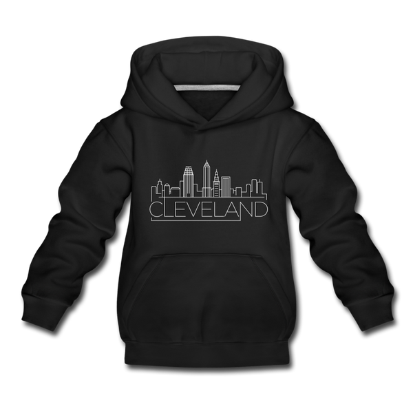 Cleveland, Ohio Youth Hoodie - Skyline Youth Cleveland Hooded Sweatshirt - black