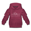 Cleveland, Ohio Youth Hoodie - Skyline Youth Cleveland Hooded Sweatshirt - burgundy