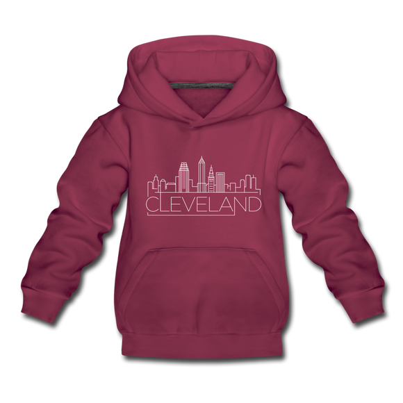 Cleveland, Ohio Youth Hoodie - Skyline Youth Cleveland Hooded Sweatshirt - burgundy