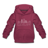 Cleveland, Ohio Youth Hoodie - Skyline Youth Cleveland Hooded Sweatshirt - burgundy