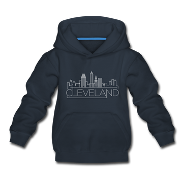 Cleveland, Ohio Youth Hoodie - Skyline Youth Cleveland Hooded Sweatshirt - navy