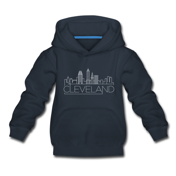 Cleveland, Ohio Youth Hoodie - Skyline Youth Cleveland Hooded Sweatshirt - navy