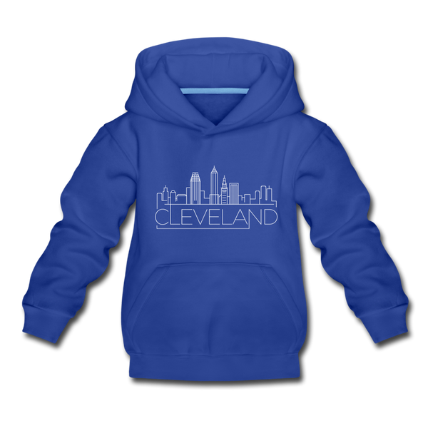 Cleveland, Ohio Youth Hoodie - Skyline Youth Cleveland Hooded Sweatshirt - royal blue