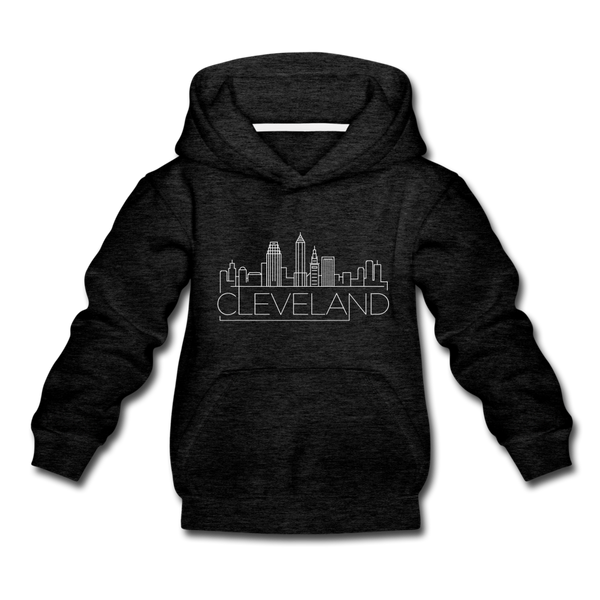 Cleveland, Ohio Youth Hoodie - Skyline Youth Cleveland Hooded Sweatshirt - charcoal gray