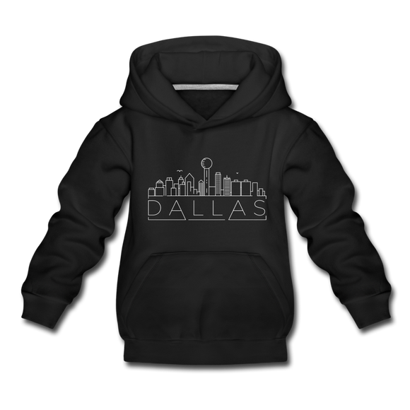 Dallas, Texas Youth Hoodie - Skyline Youth Dallas Hooded Sweatshirt - black