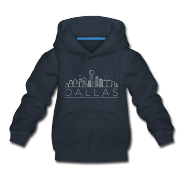 Dallas, Texas Youth Hoodie - Skyline Youth Dallas Hooded Sweatshirt - navy