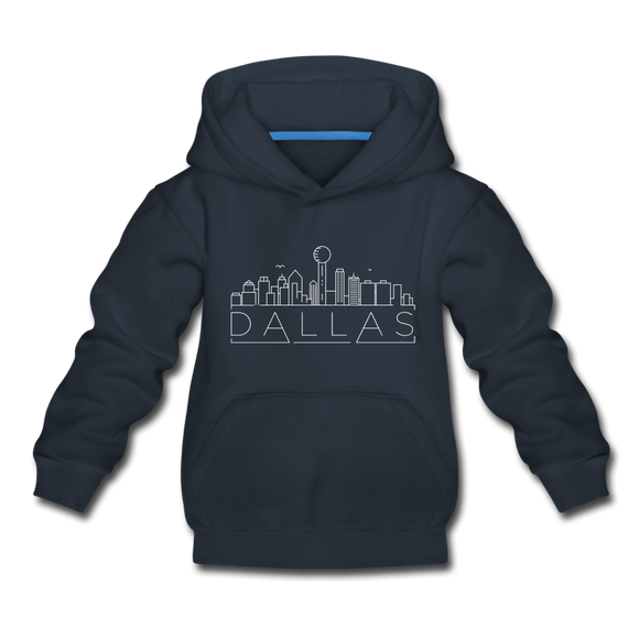 Dallas, Texas Youth Hoodie - Skyline Youth Dallas Hooded Sweatshirt - navy