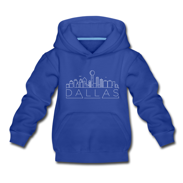 Dallas, Texas Youth Hoodie - Skyline Youth Dallas Hooded Sweatshirt - royal blue