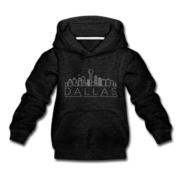 Dallas, Texas Youth Hoodie - Skyline Youth Dallas Hooded Sweatshirt - charcoal gray