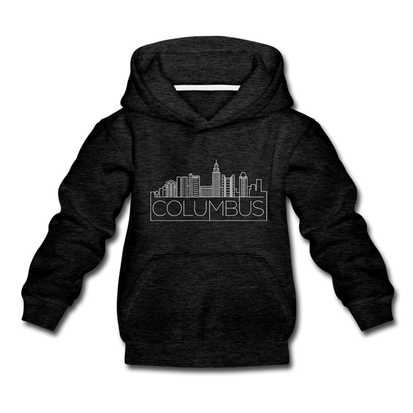 Columbus, Ohio Youth Hoodie - Skyline Youth Columbus Hooded Sweatshirt - charcoal gray