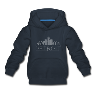 Detroit, Michigan Youth Hoodie - Skyline Youth Detroit Hooded Sweatshirt - navy