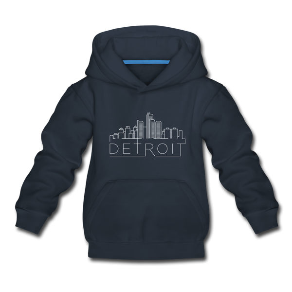 Detroit, Michigan Youth Hoodie - Skyline Youth Detroit Hooded Sweatshirt - navy