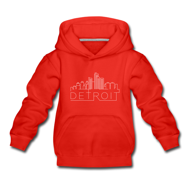 Detroit, Michigan Youth Hoodie - Skyline Youth Detroit Hooded Sweatshirt - red