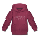 El Paso, Texas Youth Hoodie - Skyline Youth El Paso Hooded Sweatshirt - burgundy