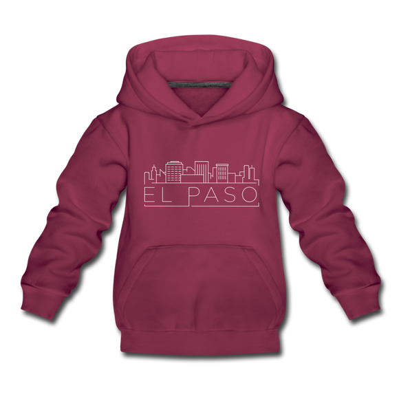 El Paso, Texas Youth Hoodie - Skyline Youth El Paso Hooded Sweatshirt - burgundy