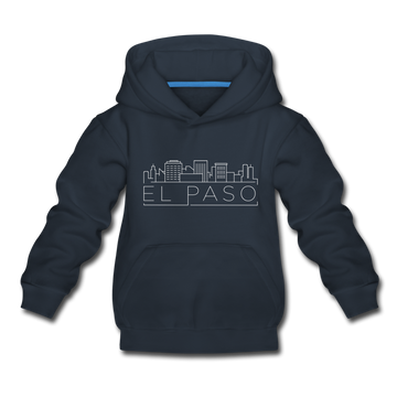 El Paso, Texas Youth Hoodie - Skyline Youth El Paso Hooded Sweatshirt - navy