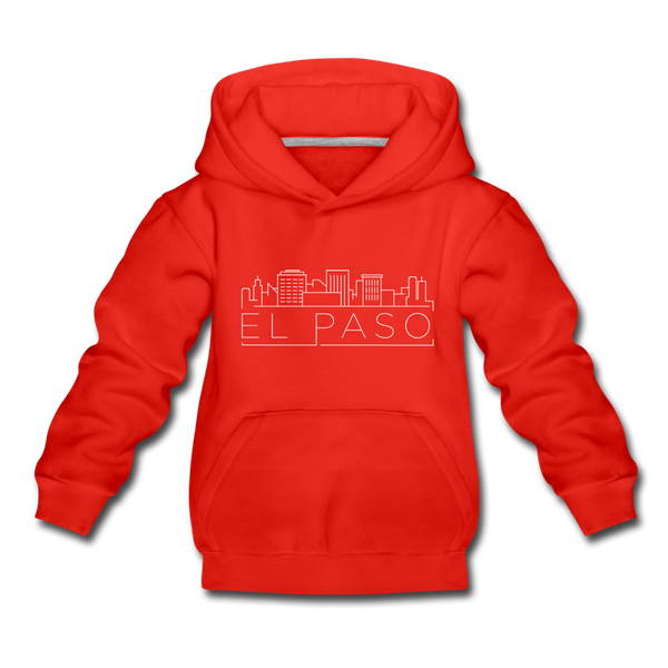 El Paso, Texas Youth Hoodie - Skyline Youth El Paso Hooded Sweatshirt - red
