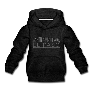El Paso, Texas Youth Hoodie - Skyline Youth El Paso Hooded Sweatshirt - charcoal gray