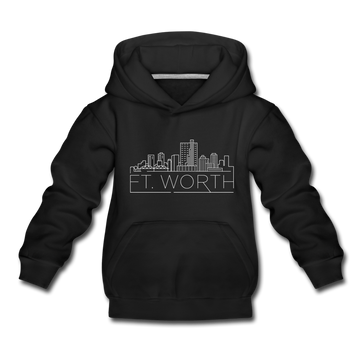 Fort Worth, Texas Youth Hoodie - Skyline Youth Fort Worth Hooded Sweatshirt - black