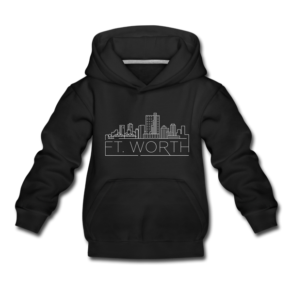 Fort Worth, Texas Youth Hoodie - Skyline Youth Fort Worth Hooded Sweatshirt - black