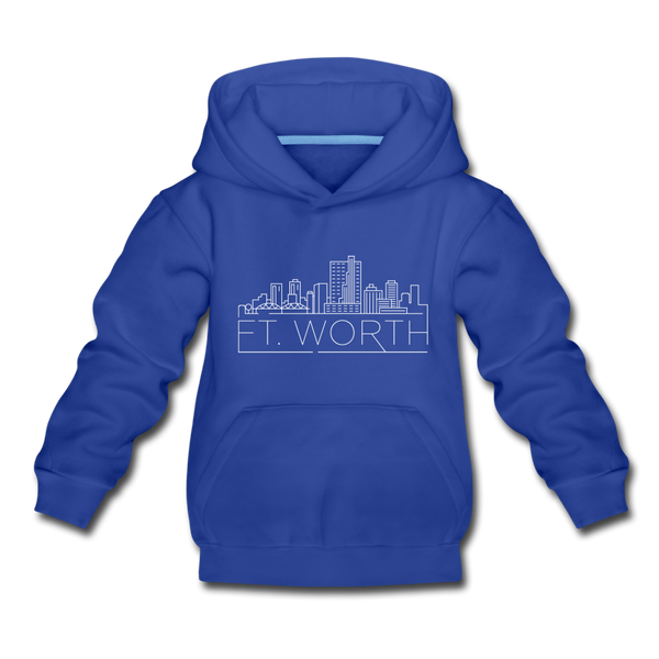 Fort Worth, Texas Youth Hoodie - Skyline Youth Fort Worth Hooded Sweatshirt - royal blue
