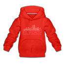 Fort Worth, Texas Youth Hoodie - Skyline Youth Fort Worth Hooded Sweatshirt - red