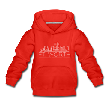 Fort Worth, Texas Youth Hoodie - Skyline Youth Fort Worth Hooded Sweatshirt - red