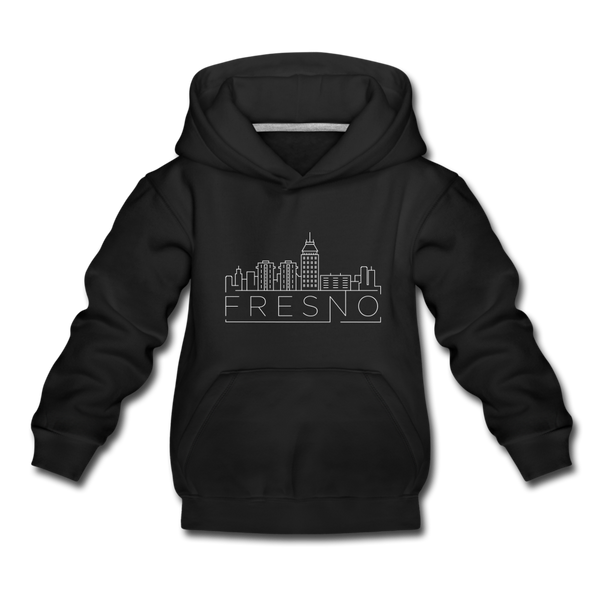Fresno, California Youth Hoodie - Skyline Youth Fresno Hooded Sweatshirt - black