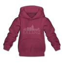 Fresno, California Youth Hoodie - Skyline Youth Fresno Hooded Sweatshirt - burgundy