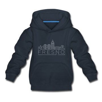 Fresno, California Youth Hoodie - Skyline Youth Fresno Hooded Sweatshirt - navy