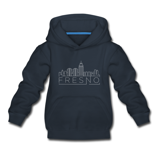 Fresno, California Youth Hoodie - Skyline Youth Fresno Hooded Sweatshirt - navy