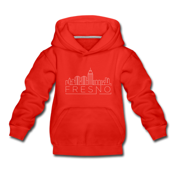 Fresno, California Youth Hoodie - Skyline Youth Fresno Hooded Sweatshirt - red