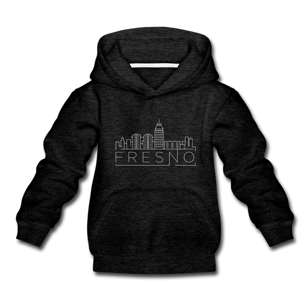 Fresno, California Youth Hoodie - Skyline Youth Fresno Hooded Sweatshirt - charcoal gray