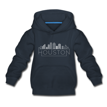 Houston, Texas Youth Hoodie - Skyline Youth Houston Hooded Sweatshirt - navy