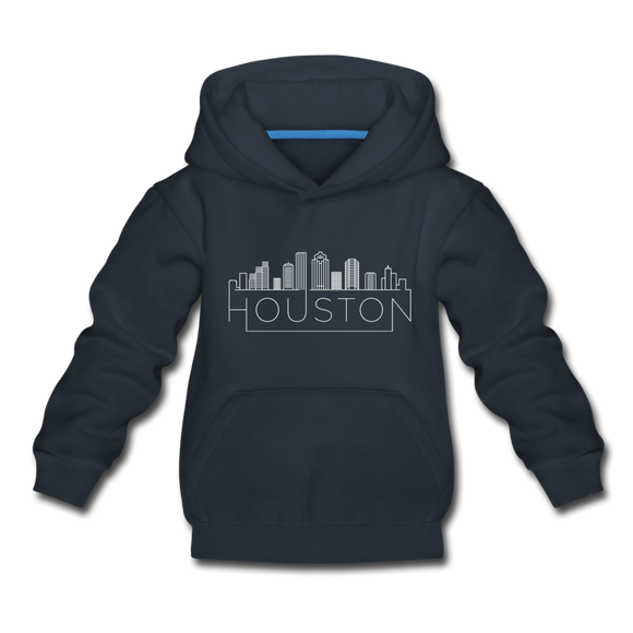 Houston, Texas Youth Hoodie - Skyline Youth Houston Hooded Sweatshirt - navy