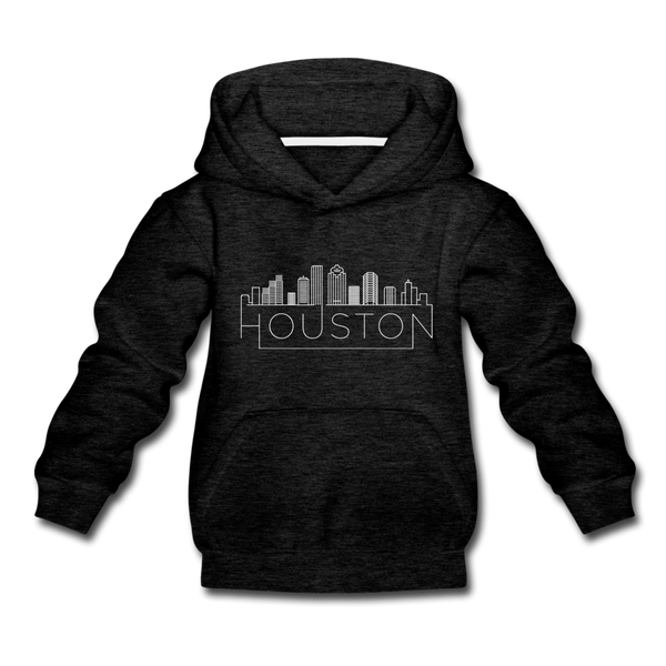 Houston, Texas Youth Hoodie - Skyline Youth Houston Hooded Sweatshirt - charcoal gray